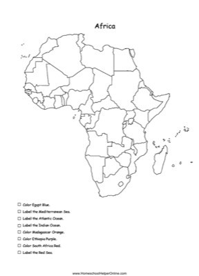 Africa Political Map Worksheet - Homeschool Helper Online