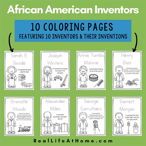 African American Inventors for Kids: Printable Coloring Book