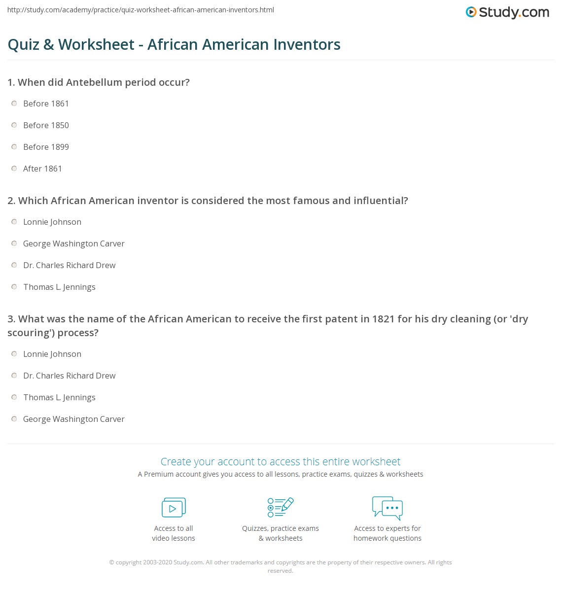 african american inventors worksheet