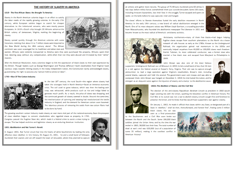 african american reading comprehension worksheet