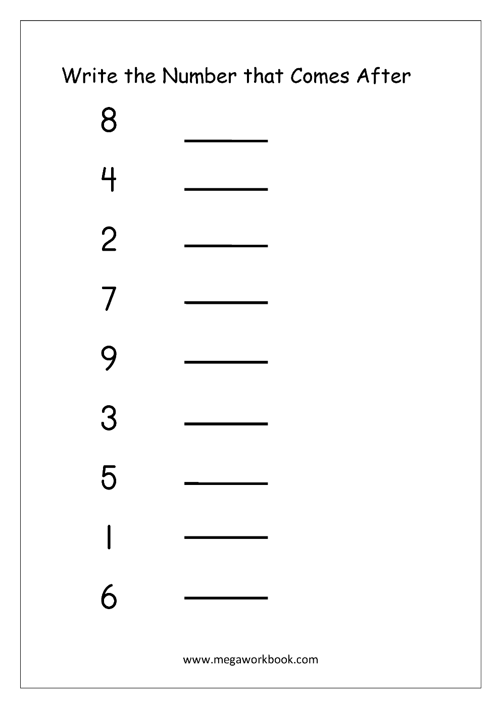 Ordering Numbers Worksheets, Missing Numbers, What comes before ...