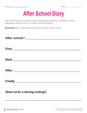 after school worksheet