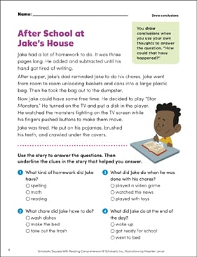 After School at Jakes House (Draw conclusions) | Printable Skills ...