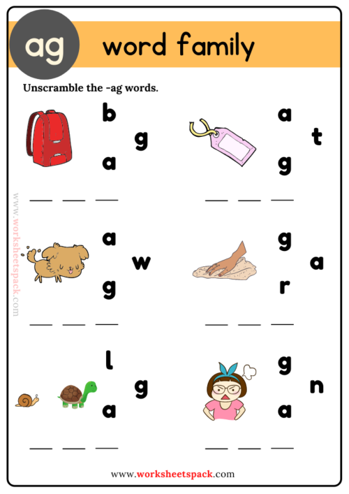 ag word family worksheet