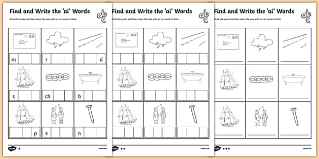 Phonics ai Words | Differentiated Worksheets | Twinkl