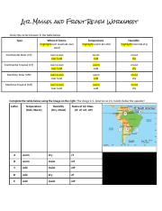 Air Masses and Front Review Worksheet.docx - Air Masses and Front ...