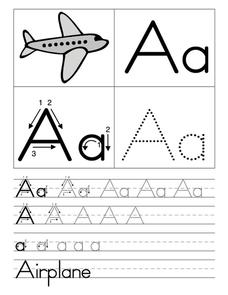 A is for Airplane Worksheet for Pre-K - 1st Grade | Lesson Planet