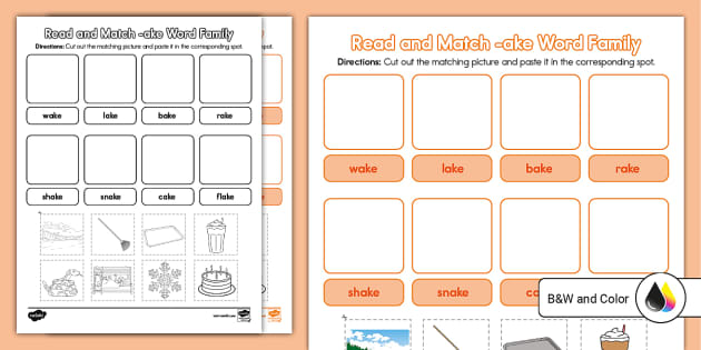 ake word family worksheet