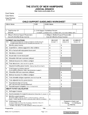 alabama child support worksheet