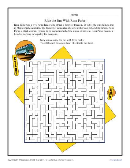 Ride the Bus with Rosa Parks | Black History Month Worksheets