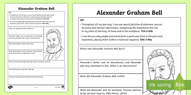 Alexander Graham Bell Fact File Research Worksheet - Twinkl