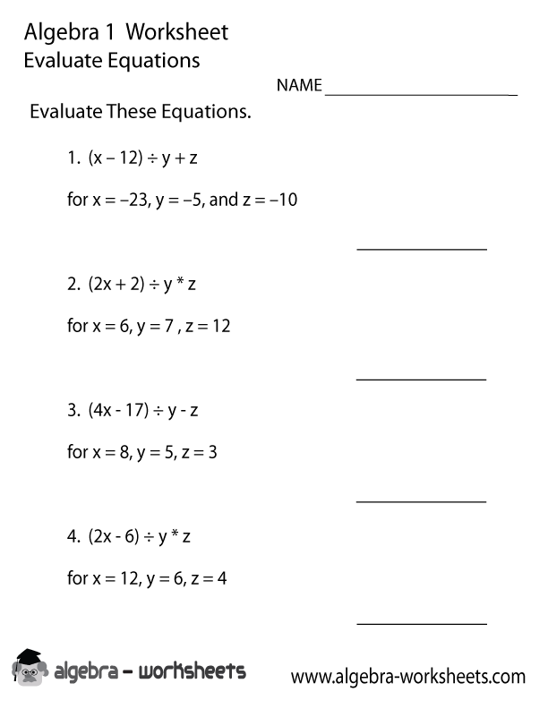 algebra 1 2 worksheet