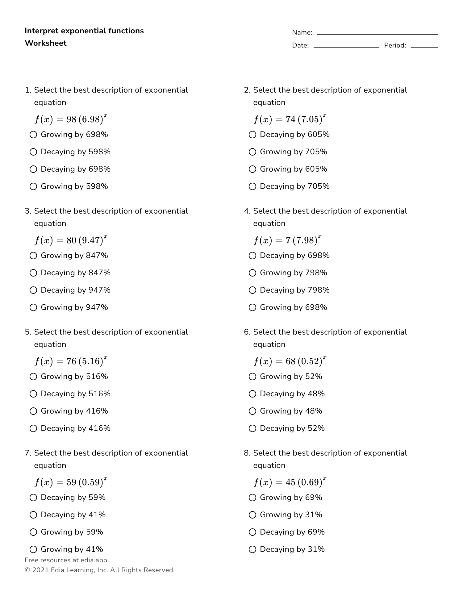 Edia | Free math homework in minutes - Worksheets Library