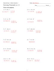 algebra 1 factoring worksheet answers