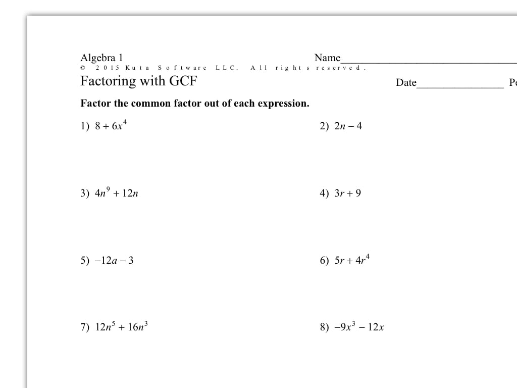 A1 Rev Factoring GCF DOTS Worksheets Library A1 Rev Factoring GCF DOTS Worksheets Library