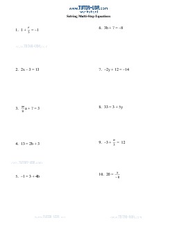 Worksheet: Equations - Solve Multi-Step Equations with Fractions ...