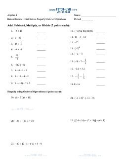 algebra 1 order of operations worksheet