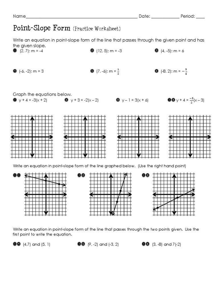 Point Slope Form Practice Worksheet | Download Free PDF ...