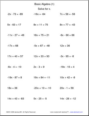 algebra 1 printable worksheet