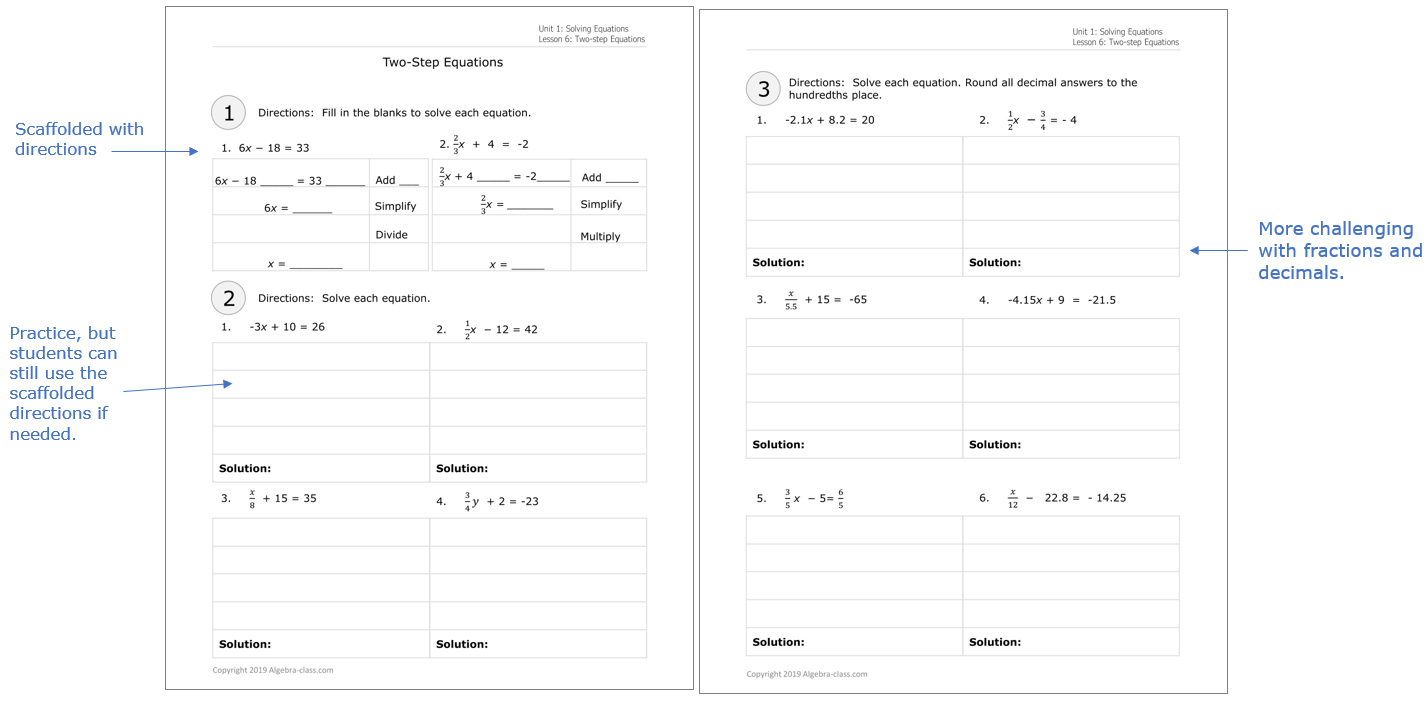 Algebra Worksheets with Answers