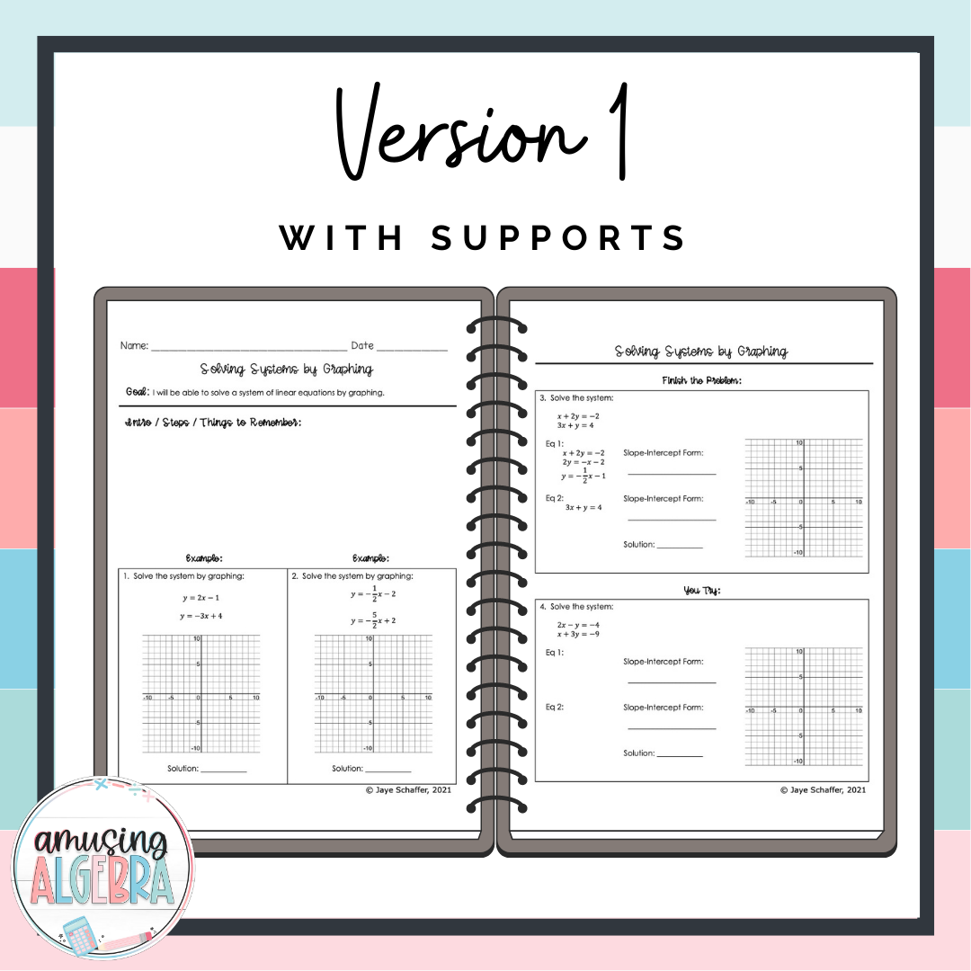 algebra 1 solving systems by graphing worksheet