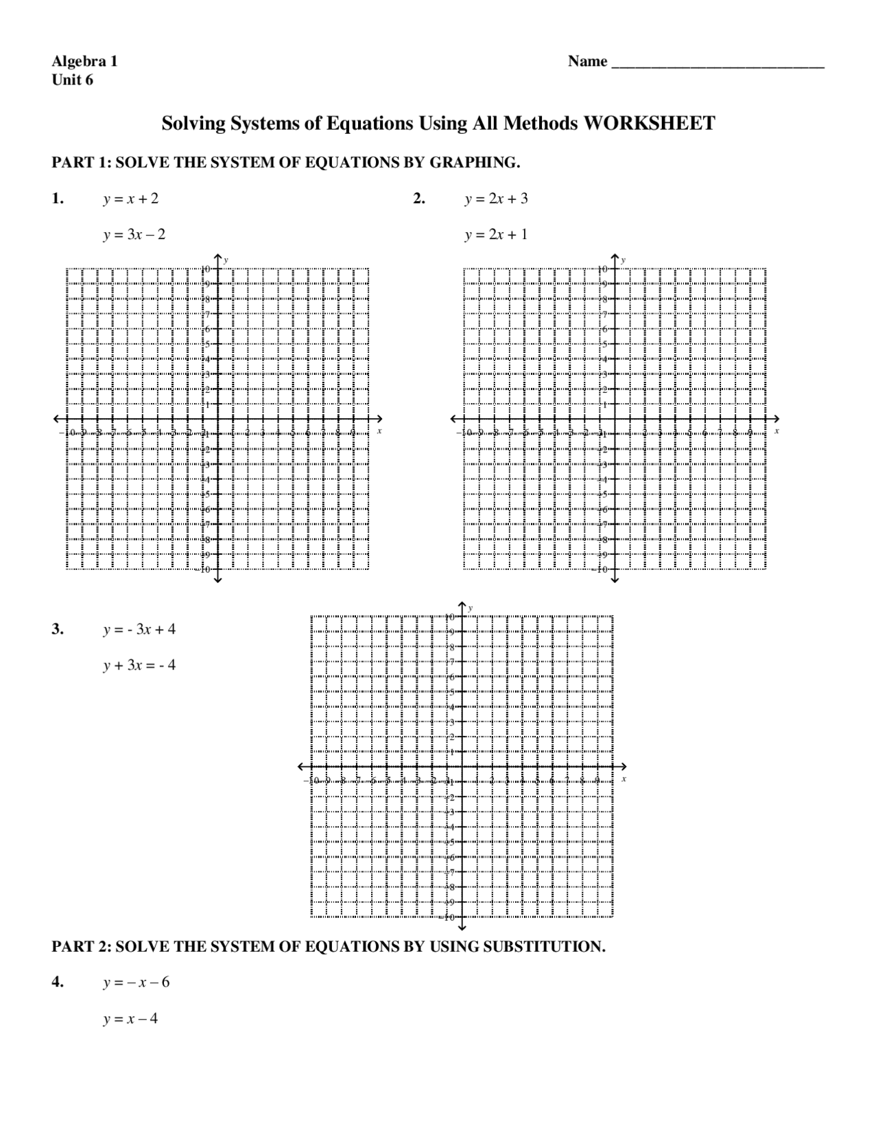 Systems of equations | Exercises Mathematics | Docsity - Worksheets Library