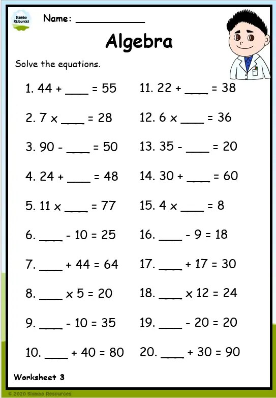 algebra 1 worksheet 3 6 answers
