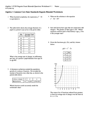 algebra 1 worksheet answers