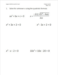 algebra 1 worksheet for 9th grade