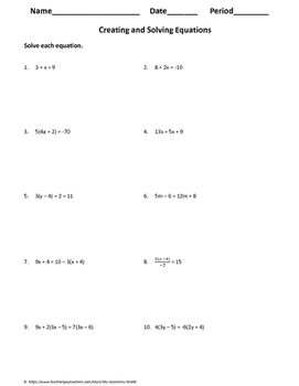 algebra 1a worksheet