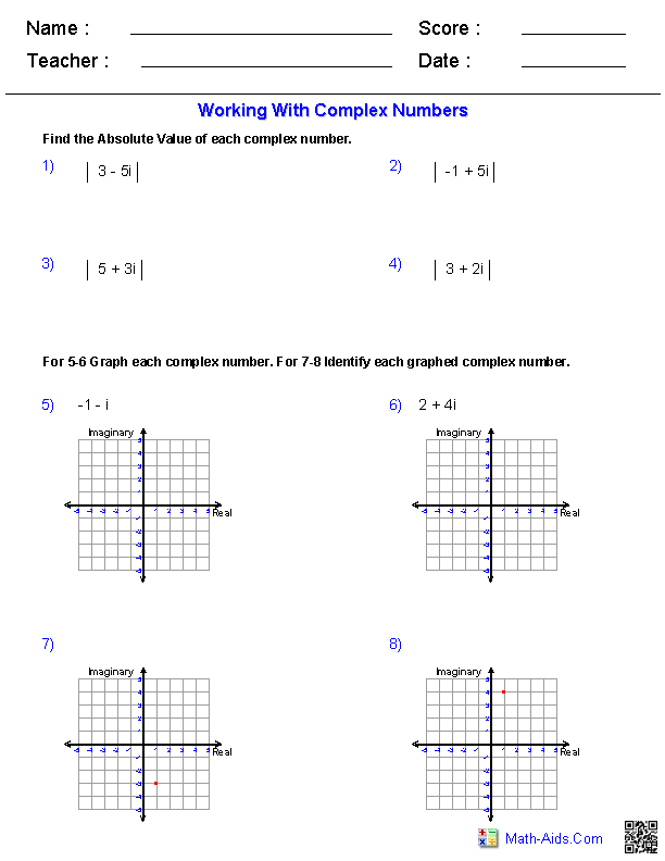 Honors Algebra 2 Worksheets Section 1.1 Do homework on ...