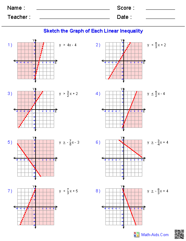 algebra 2 graphing inequalities worksheet