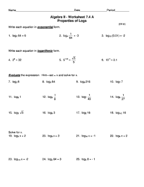 Algebra 2 Worksheets Pdf With Answer Key - Fill Online, Printable ...