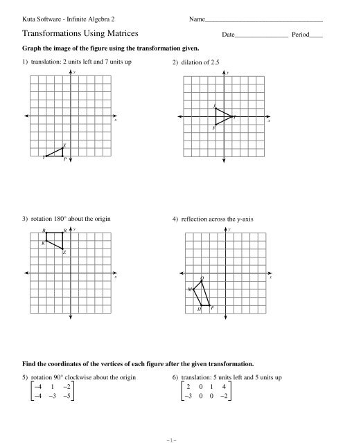 algebra 2 matrices worksheet