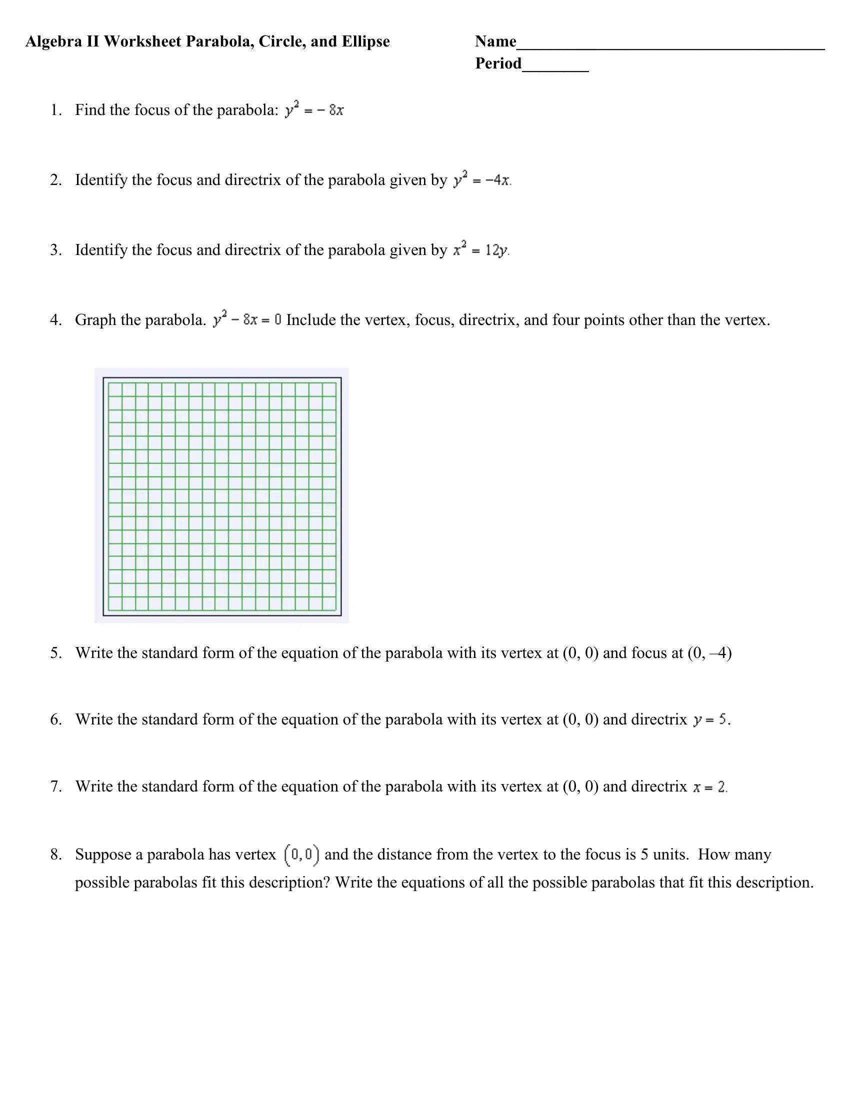Parabola Worksheet Form ≡ Fill Out Printable PDF Forms Online