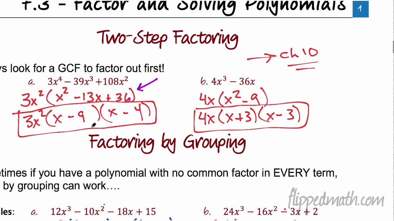 Traditional Algebra 2 - 7.3 Solving Polynomial Functions by Factoring