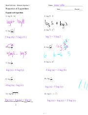 Issac Villa Grade 09 - INCLASSpracticeProperties of Logarithms.pdf ...