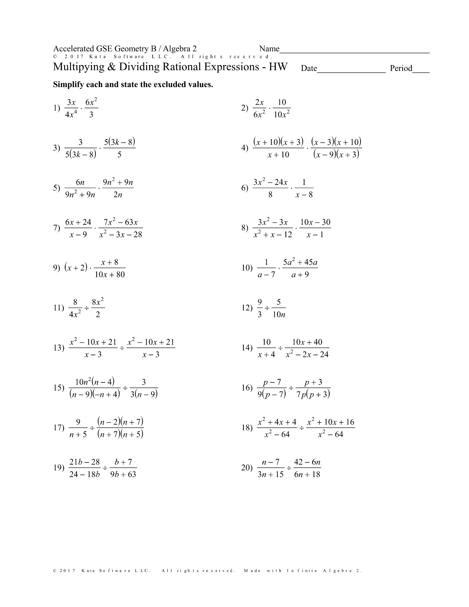algebra 2 rational expressions worksheet answers
