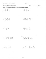 algebra 2 solving rational equations worksheet answers