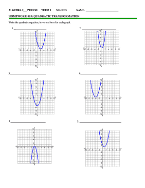 algebra 2 vertex form worksheet answers
