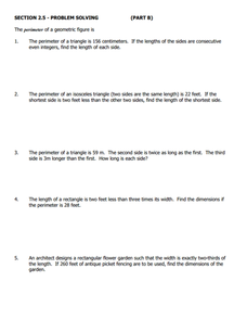 Section 2.5 - Problem Solving (Part B) Worksheet for 7th - 12th ...