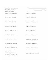 algebra 2 worksheet answers