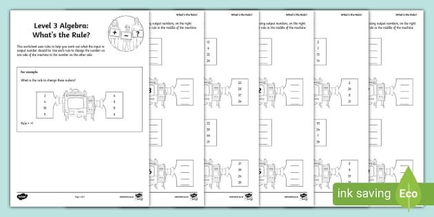 Whats the Rule? Algebra Level 3 Worksheet (teacher made)