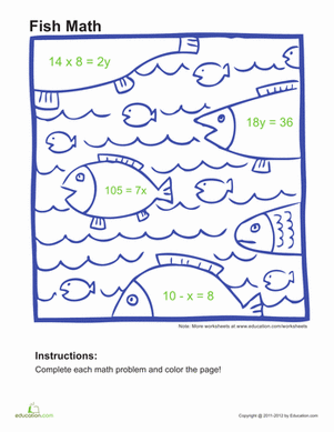Algebra Coloring Page #3 | Worksheet 