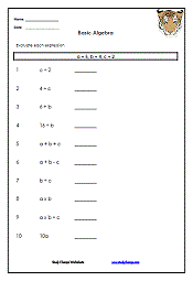 algebra 6th grade worksheet