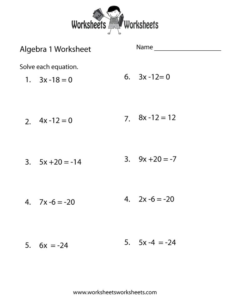 Algebra 1 Practice Worksheet Printable | Algebra worksheets, Math ...