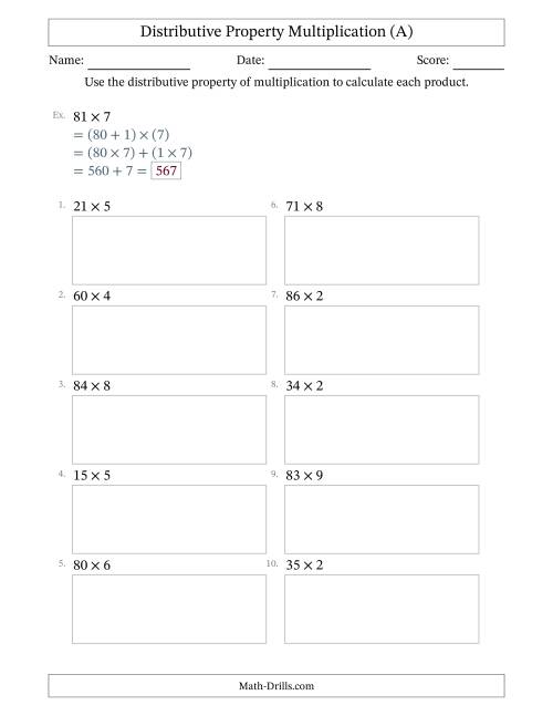 Multiply 2-Digit by 1-Digit Numbers Using the Distributive ...