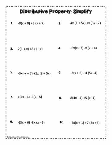 Simplify the Expressions Google Quiz and Print Worksheets