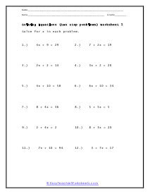 algebra equations worksheet with answers