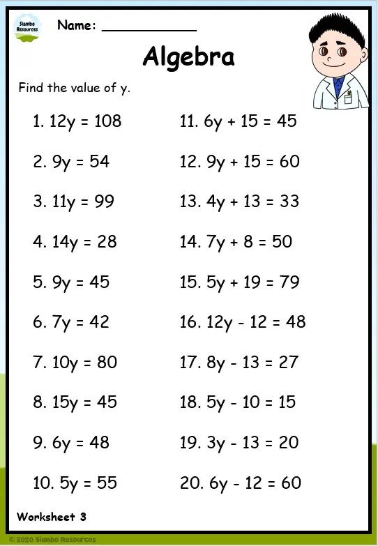 Grade 5 Algebra Worksheets | Free Math Worksheets